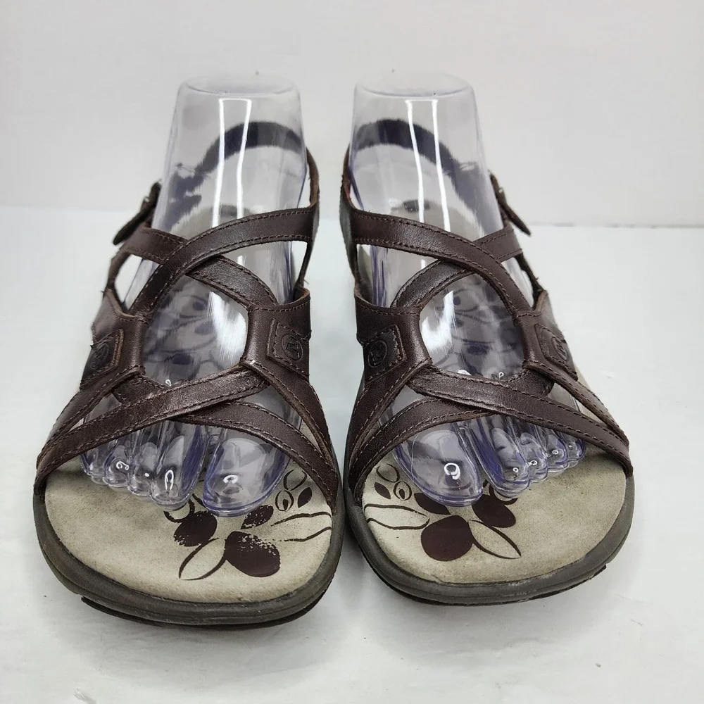 Merrell Bracken Sandals Women 8 Brown Leather Strappy Buckle Comfort J62310